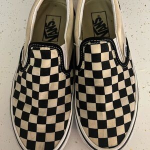 Vans Checkered Slip-On Shoes - Black and White